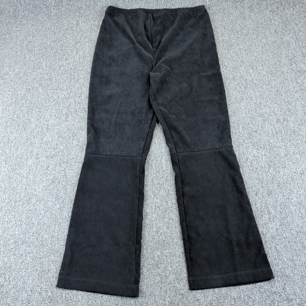 In Due Time Women Maternity Pants Medium Black Faux Suede Flare Leg Pull On Boho